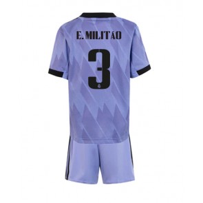 Real Madrid Eder Militao #3 Bortatröja Barn 2022-23 Kortärmad (+ korta byxor)